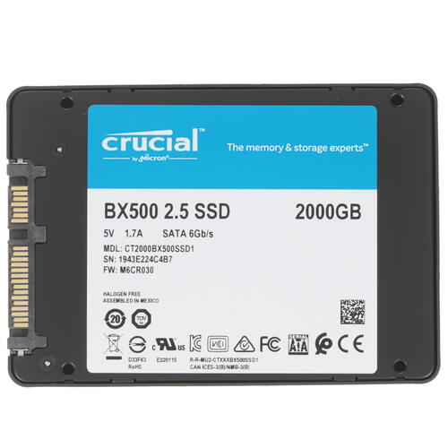 Купить 2000 ГБ 2.5" SATA накопитель Crucial BX500 [CT2000BX500SSD1]  1615455. Характеристики, отзывы и цены в Донецке