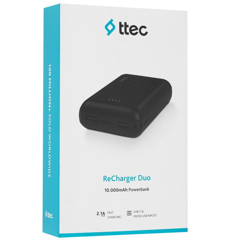 Купить Портативный аккумулятор TTEC ReCharger Duo черный  9140703. Характеристики, отзывы и цены в Донецке