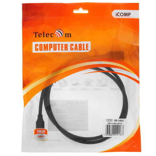 Купить Кабель Telecom USB Type-A - USB Type-A черный  5343291. Характеристики, отзывы и цены в Донецке