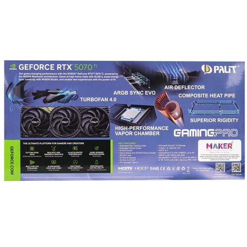 Купить Видеокарта Palit GeForce RTX 5070 Ti GamingPro OC  5616714. Характеристики, отзывы и цены в Донецке