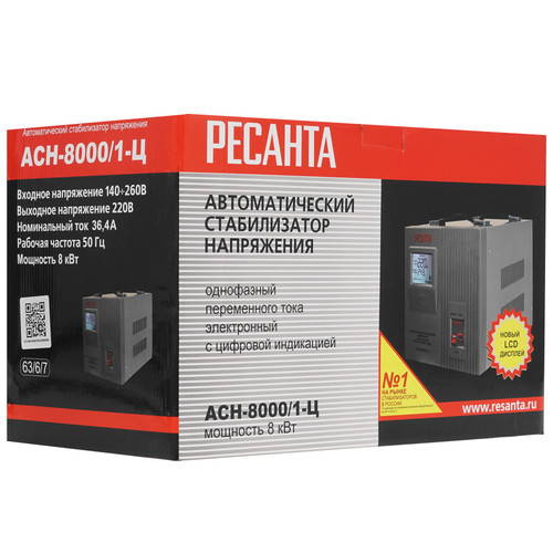 Купить Стабилизатор напряжения Ресанта АСН-8000/1-Ц  1100439. Характеристики, отзывы и цены в Донецке
