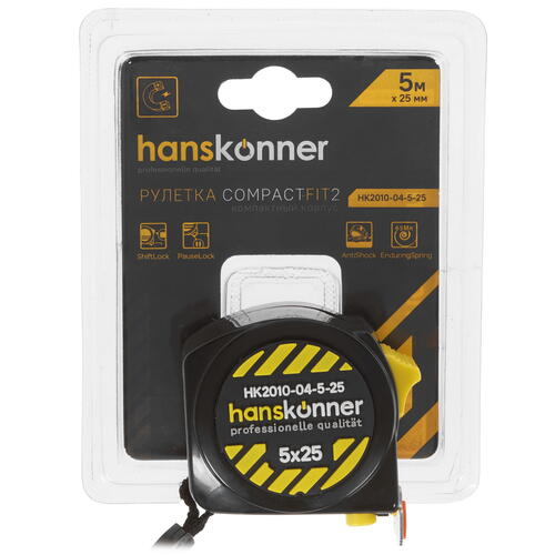 Купить Рулетка Hanskonner HK2010-04-5-25  5300451. Характеристики, отзывы и цены в Донецке