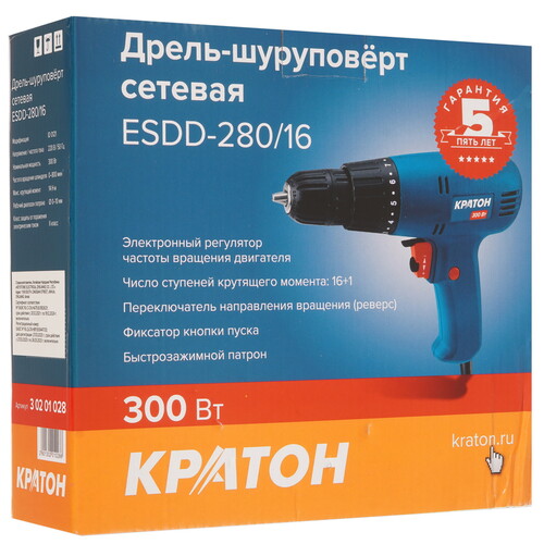 Купить Дрель-шуруповерт Кратон ESDD-280/16  9154065. Характеристики, отзывы и цены в Донецке