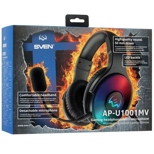 Купить Проводные наушники SVEN AP-U1001MV черный 2021  4853525. Характеристики, отзывы и цены в Донецке