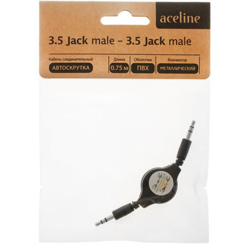 Купить Кабель   Aceline 3.5 mm jack - 3.5 mm jack черный  1380494. Характеристики, отзывы и цены в Донецке