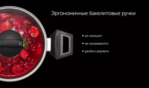 Купить Кастрюля Polaris Graphit-20C 2.2 л 20.5 см черный  5432553. Характеристики, отзывы и цены в Донецке