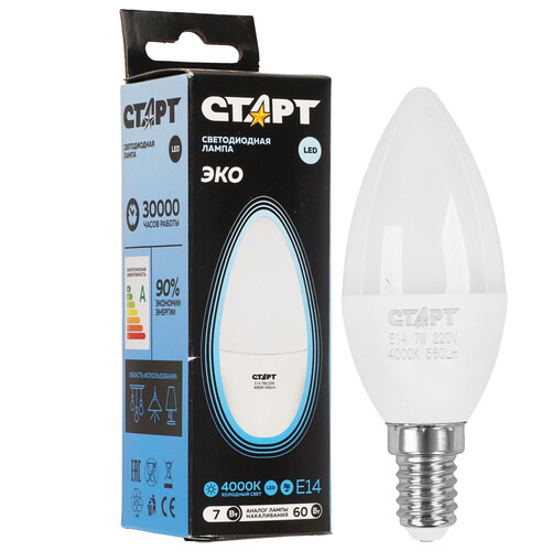Купить Лампа светодиодная Старт LEDCandleE14 7W 40 WS  9180417. Характеристики, отзывы и цены в Донецке