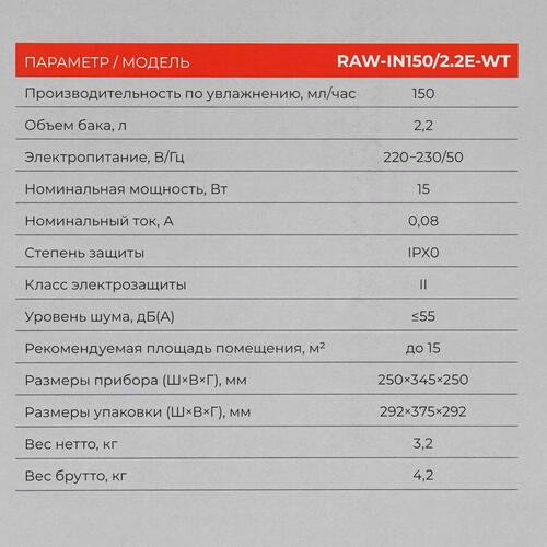 Купить Мойка воздуха Royal Clima Incanto RAW-IN150/2.2E-WT  9024901. Характеристики, отзывы и цены в Донецке