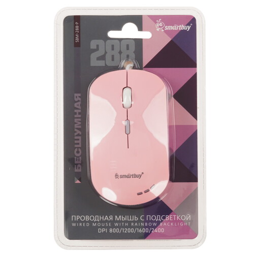Купить Мышь проводная Smartbuy 288 [SBM-288-P] розовый  9190265. Характеристики, отзывы и цены в Донецке