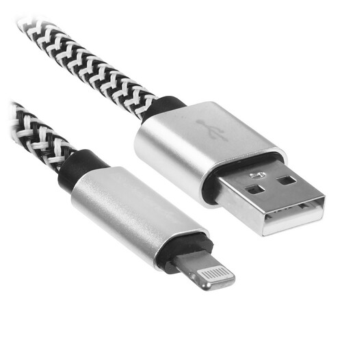 Купить Кабель круглый Defender Lightning 8-pin - USB 2.0 Type-A белый 1 м  5479485. Характеристики, отзывы и цены в Донецке