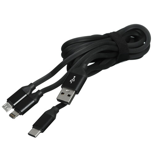 Купить Кабель круглый BY Lightning 8-pin, micro USB, USB Type-C - USB 2.0 Type-A черный 1.5 м  5482068. Характеристики, отзывы и цены в Донецке