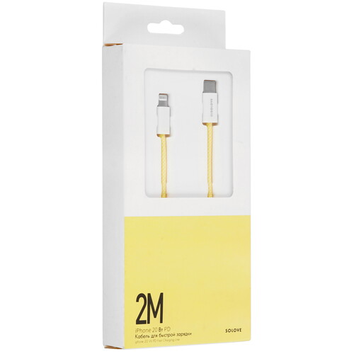 Купить Кабель круглый SOLOVE Lightning 8-pin - USB Type-C желтый 2 м  5479986. Характеристики, отзывы и цены в Донецке