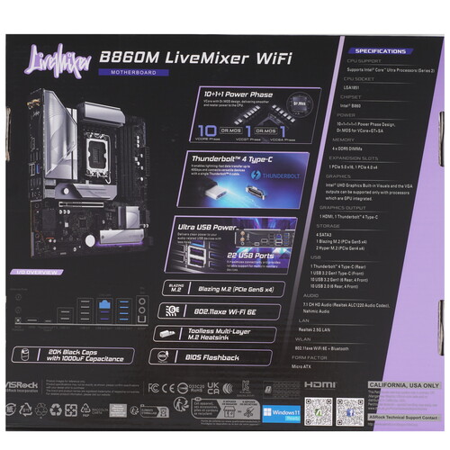 Купить Материнская плата ASRock B860M LiveMixer WiFi  5622741. Характеристики, отзывы и цены в Донецке