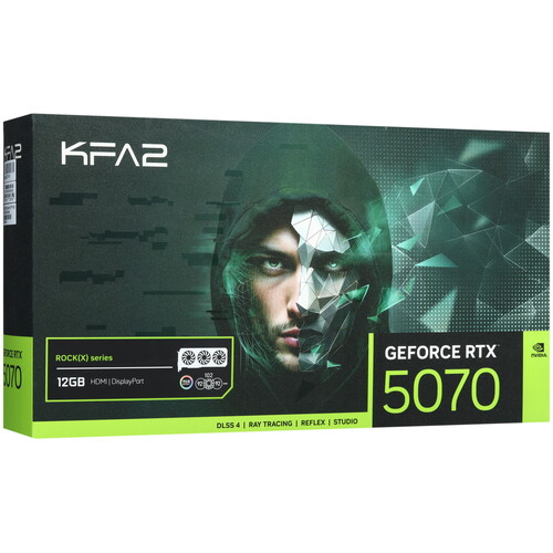 Купить Видеокарта KFA2 GeForce RTX 5070 ROCK(X) OC 3FAN RGB Black [57NON7MDBUEK]  5621523. Характеристики, отзывы и цены в Донецке