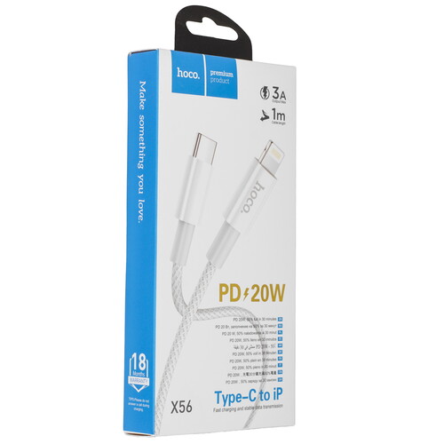 Купить Кабель круглый Hoco Lightning 8-pin - USB Type-C белый 1 м  9244497. Характеристики, отзывы и цены в Донецке