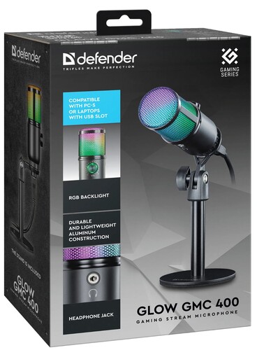 Купить Микрофон Defender Glow GMC 400 черный  9204455. Характеристики, отзывы и цены в Донецке