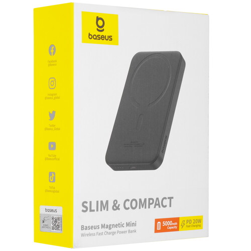 Купить Портативный аккумулятор Baseus Magnetic Mini 20W черный  5463527. Характеристики, отзывы и цены в Донецке