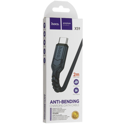 Купить Кабель круглый Hoco USB Type-C - USB 2.0 Type-A синий 2 м  5475037. Характеристики, отзывы и цены в Донецке