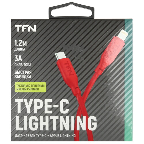 Купить Кабель круглый TFN Lightning 8-pin - USB Type-C красный 1.2 м  9174434. Характеристики, отзывы и цены в Донецке