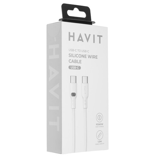 Купить Кабель круглый HAVIT USB Type-C - USB Type-C белый 1 м  9228922. Характеристики, отзывы и цены в Донецке