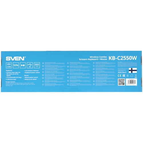 Купить Клавиатура+мышь беспроводная   SVEN KB-C2550W черный  9087983. Характеристики, отзывы и цены в Донецке