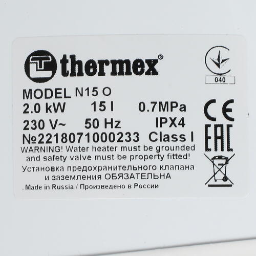 Купить Водонагреватель электрический Thermex Nobel N 15 O  1287697. Характеристики, отзывы и цены в Донецке