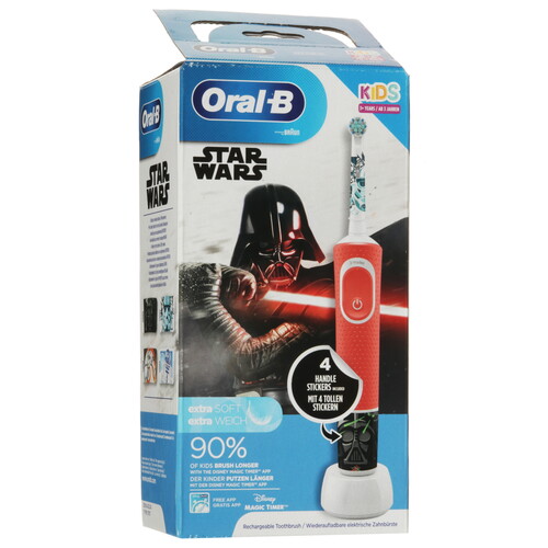 Купить Электрическая зубная щетка Braun Oral-B Vitality Kids D100.423.2K StarWars белый, красный  5482657. Характеристики, отзывы и цены в Донецке