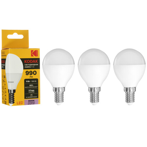 Купить Комплект светодиодных ламп Kodak P45-11W-865-E14  9305925. Характеристики, отзывы и цены в Донецке