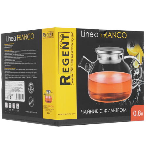Купить Чайник заварочный Regent inox FRANCO 93-FR-TEA-12-800 прозрачный  5445538. Характеристики, отзывы и цены в Донецке