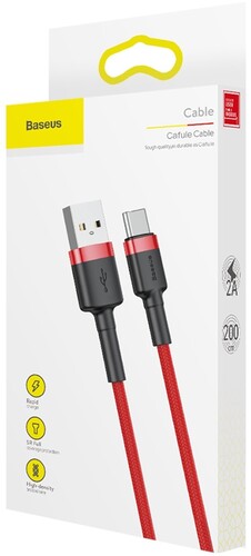 Купить Кабель круглый Baseus USB Type-C - USB 2.0 Type-A красный 2 м  9167113. Характеристики, отзывы и цены в Донецке