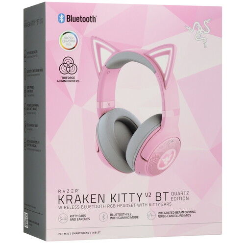 Купить Беспроводные наушники Razer Kraken Kitty V2 BT розовый 2023  5434825. Характеристики, отзывы и цены в Донецке