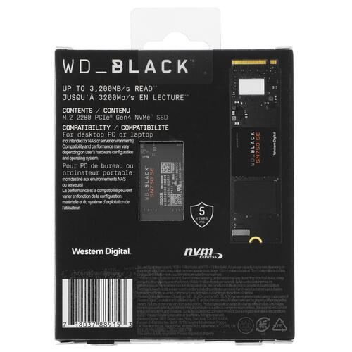 Купить 250 ГБ M.2 NVMe накопитель WD Black SN750 SE [WDS250G1B0E]  5073049. Характеристики, отзывы и цены в Донецке
