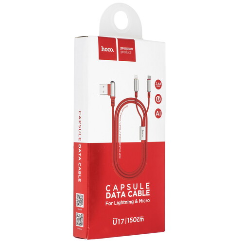 Купить Кабель круглый Hoco Lightning 8-pin, micro USB - USB 2.0 Type-A красный 1.5 м  9238209. Характеристики, отзывы и цены в Донецке