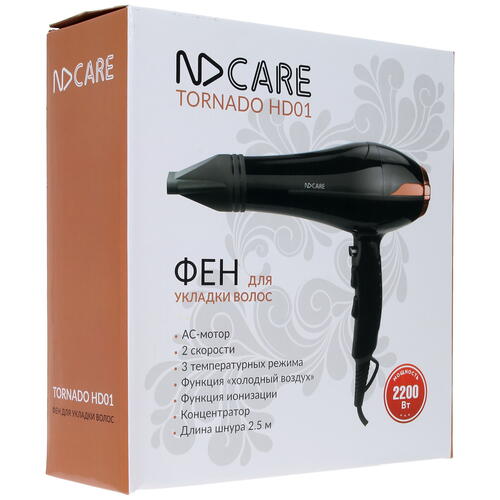 Купить Фен NDCare Tornado HD01 черный/золотистый  1342617. Характеристики, отзывы и цены в Донецке