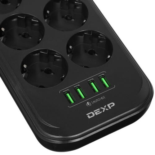 Купить Сетевой фильтр DEXP SE6403 черный  4864419. Характеристики, отзывы и цены в Донецке