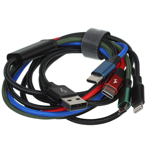 Купить Кабель круглый Baseus Lightning 8-pin, micro USB, USB Type-C - USB 2.0 Type-A черный 1.2 м  5455747. Характеристики, отзывы и цены в Донецке