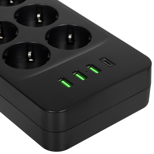 Купить Сетевой фильтр AGNI TP-FO4U10E-C черный  9289338. Характеристики, отзывы и цены в Донецке