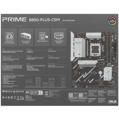 Купить Материнская плата ASUS PRIME B850-PLUS-CSM  5625217. Характеристики, отзывы и цены в Донецке