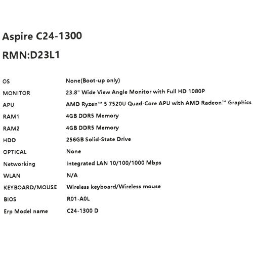 Купить 23.8" Моноблок Acer Aspire C24-1300  5416603. Характеристики, отзывы и цены в Донецке