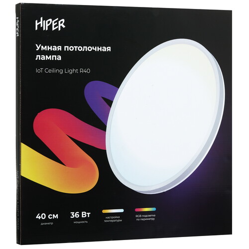 Купить Светильник настенно-потолочный HIPER IoT Ceiling Light R40 белый/белый  5451768. Характеристики, отзывы и цены в Донецке