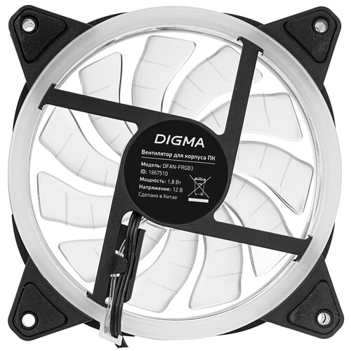 Купить Вентилятор Digma DFAN-FRGB3  черный  5615528. Характеристики, отзывы и цены в Донецке