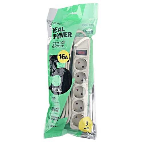 Купить Сетевой фильтр Perfeo REAL POWER PF_E1500 серый  9172334. Характеристики, отзывы и цены в Донецке