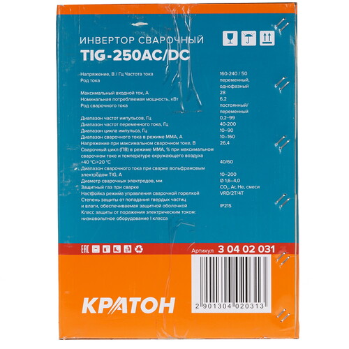 Купить Сварочный аппарат КРАТОН TIG-250AC/DC  9123826. Характеристики, отзывы и цены в Донецке