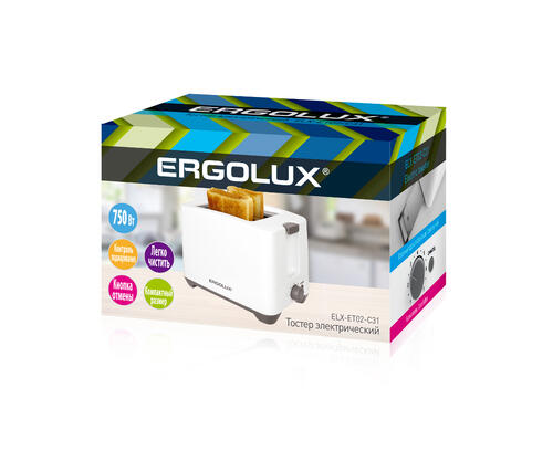 Купить Тостер ERGOLUX ELX-ET02-C31 белый  5368435. Характеристики, отзывы и цены в Донецке