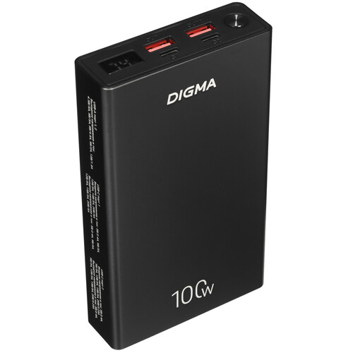 Купить Портативный аккумулятор Digma DGPD100WA черный  5479315. Характеристики, отзывы и цены в Донецке