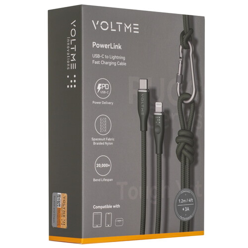 Купить Кабель круглый VOLTME Lightning 8-pin - USB Type-C зеленый 1.2 м  9210872. Характеристики, отзывы и цены в Донецке