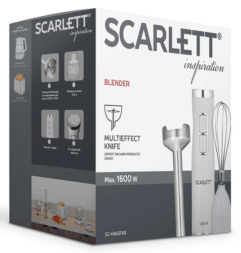 Купить Блендер погружной SCARLETT SC-HB42F69 белый  9240136. Характеристики, отзывы и цены в Донецке
