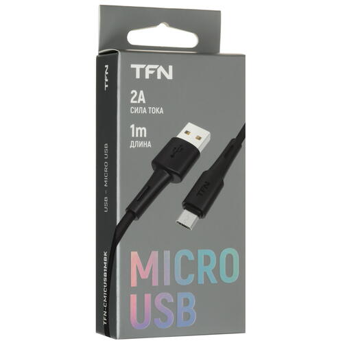 Купить Кабель круглый TFN micro USB - USB 2.0 Type-A черный 1 м  5465802. Характеристики, отзывы и цены в Донецке