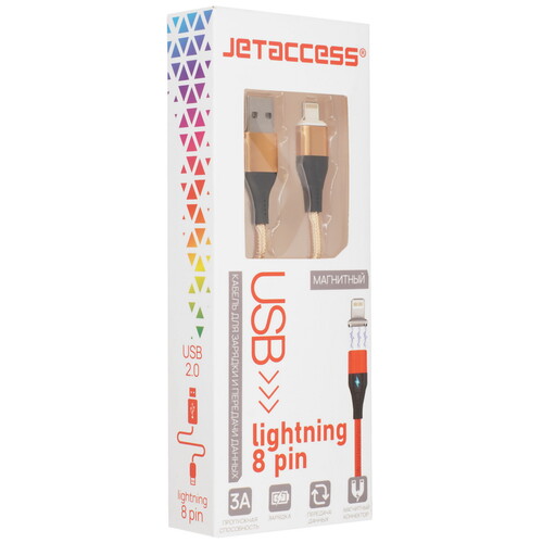 Купить Кабель круглый JETACCESS Lightning 8-pin - USB 2.0 Type-A золотистый 2 м  5617838. Характеристики, отзывы и цены в Донецке