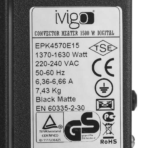 Купить Конвектор iVigo EPK4570E15  9304076. Характеристики, отзывы и цены в Донецке